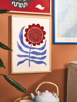 Poster Red Flower / Lino Print A3