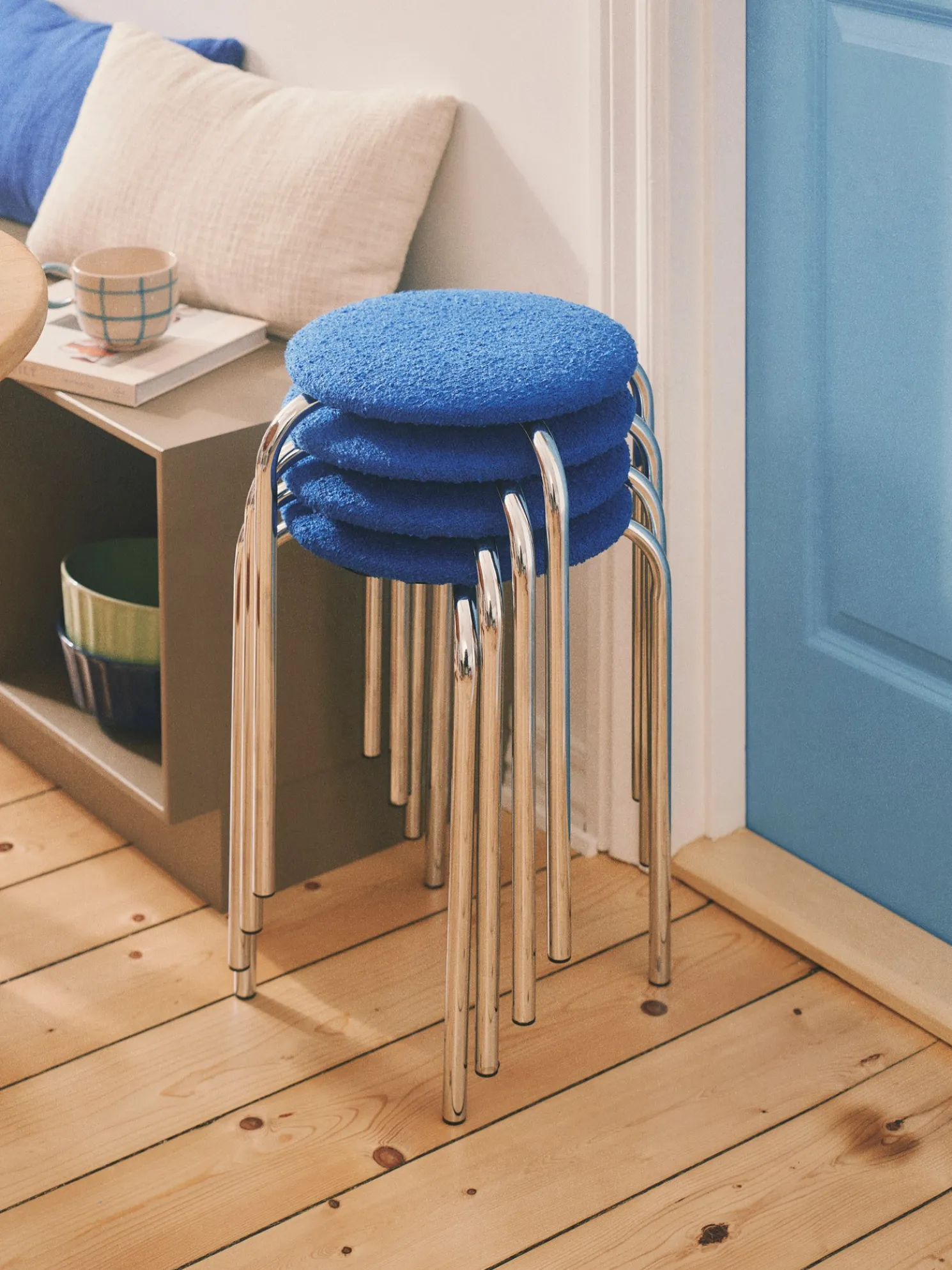 Stuhl Mit Bouclé-Stoff