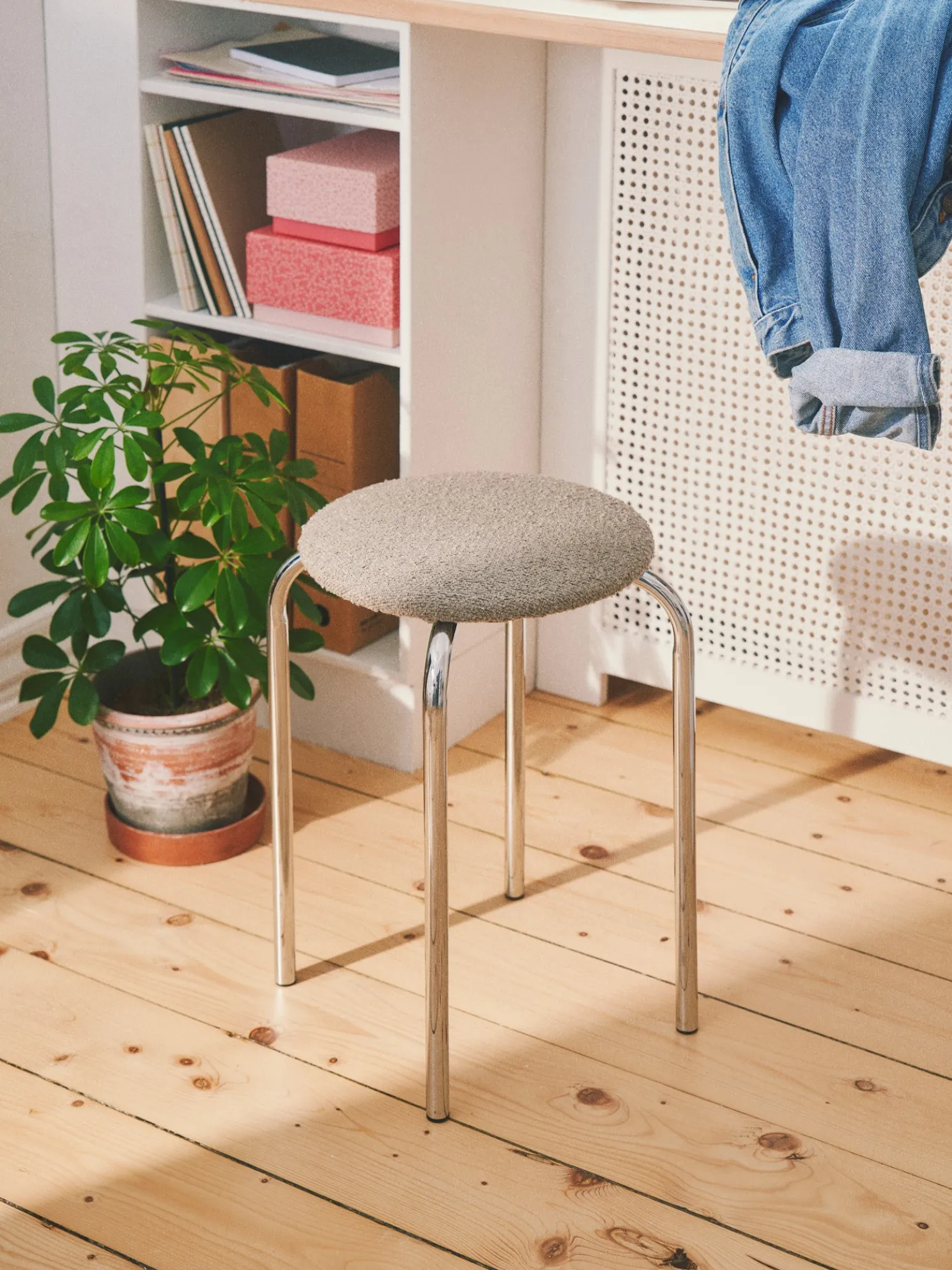 Stuhl Mit Bouclé-Stoff